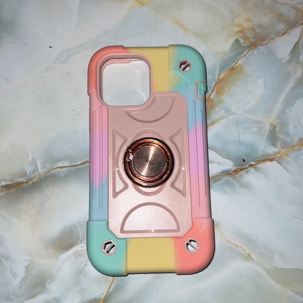 Rainbow Heavy Duty Shockproof iPhone 13 Pro Max Case with built in Popsocket